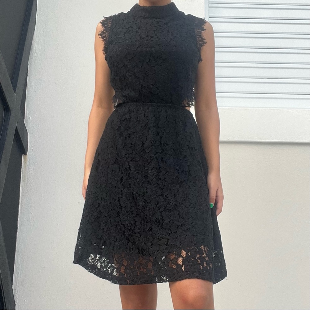 Black lace cutout dress